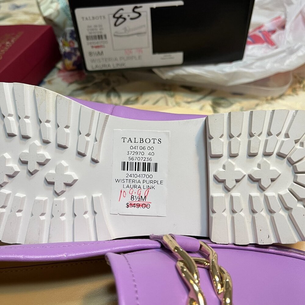 Talbots  Womens LAURA Loafer 8.5  Purple:Leather Slip On Academic NEW - Picture 9 of 10